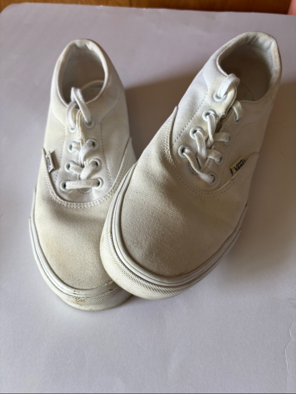 Vans White Canvas Low-Top Sneakers